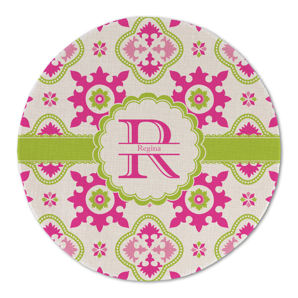 Suzani Floral Round Linen Placemats - FRONT (Single Sided)