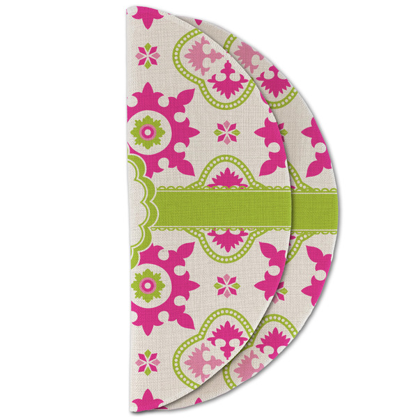 Suzani Floral Round Linen Placemats - HALF FOLDED (double sided)