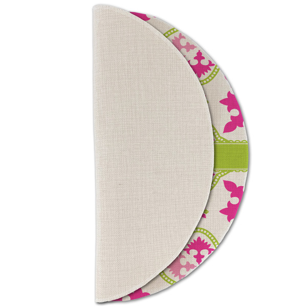Suzani Floral Round Linen Placemats - HALF FOLDED (single sided)