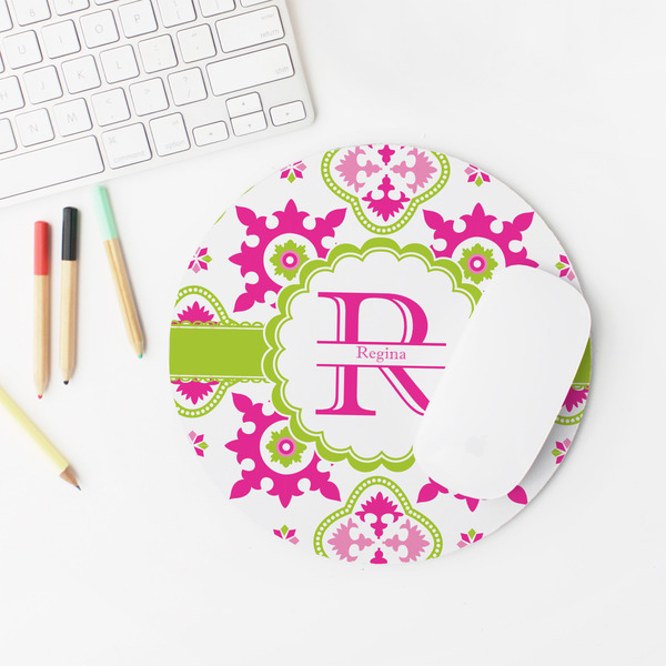 Suzani Floral Round Mousepad - LIFESTYLE 2