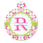 Suzani Floral Round Pet ID Tag - Large (Personalized)