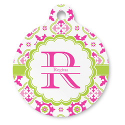 Suzani Floral Round Pet ID Tag - Large (Personalized)