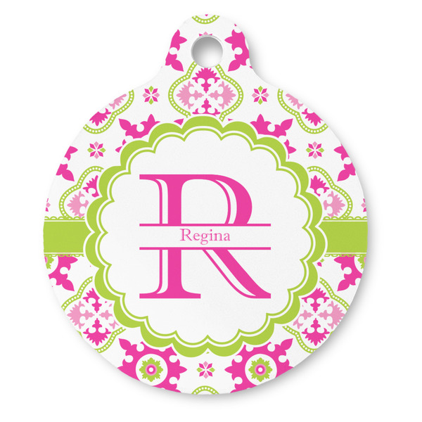 Custom Suzani Floral Round Pet ID Tag (Personalized)