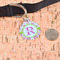 Suzani Floral Round Pet ID Tag - Large - In Context