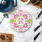 Suzani Floral Round Stone Trivet - In Context View