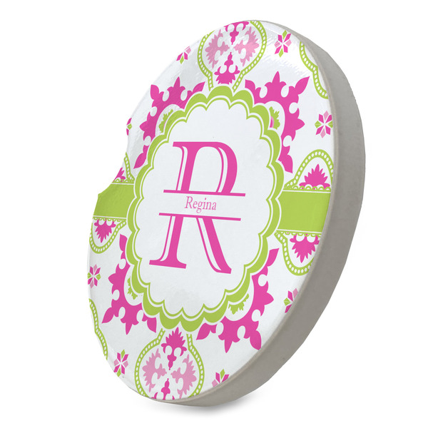 Suzani Floral Sandstone Car Coaster - STANDING ANGLE