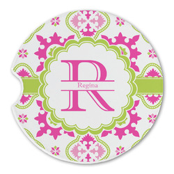 Suzani Floral Sandstone Car Coaster - Single (Personalized)