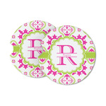 Suzani Floral Sandstone Car Coasters - Set of 2 (Personalized)