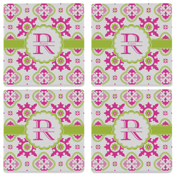 Suzani Floral Set of 4 Sandstone Coasters - See All 4 View