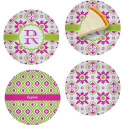 Suzani Floral Set of 4 Glass Appetizer / Dessert Plate 8" (Personalized)
