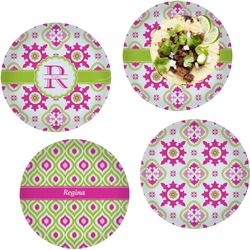 Suzani Floral Set of 4 Glass Lunch / Dinner Plate 10" (Personalized)