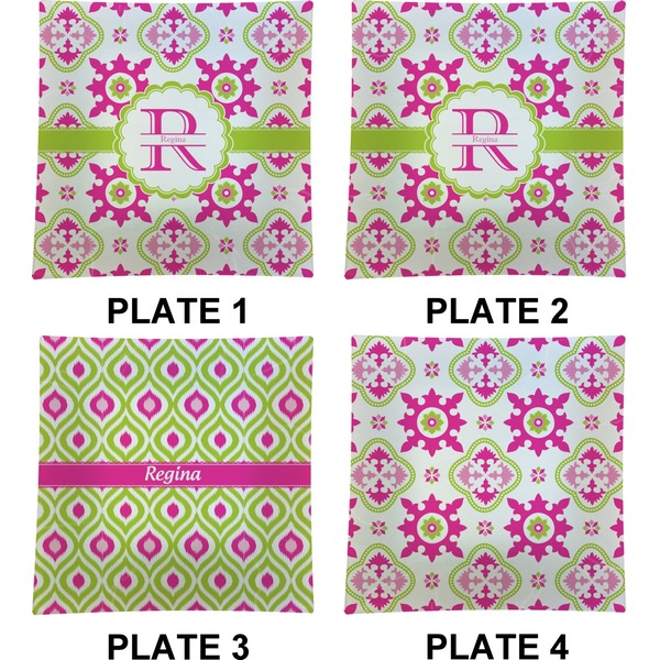 Suzani Floral Set of Square Dinner Plates (Approval)