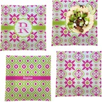 Suzani Floral Set of 4 Glass Square Lunch / Dinner Plate 9.5" (Personalized)