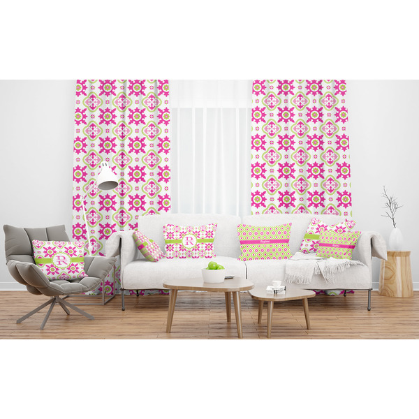 Suzani Floral Sheer and Custom Curtains in Room with Matching Pillows