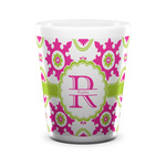 Suzani Floral Ceramic Shot Glass - 1.5 oz - White - Set of 4 (Personalized)