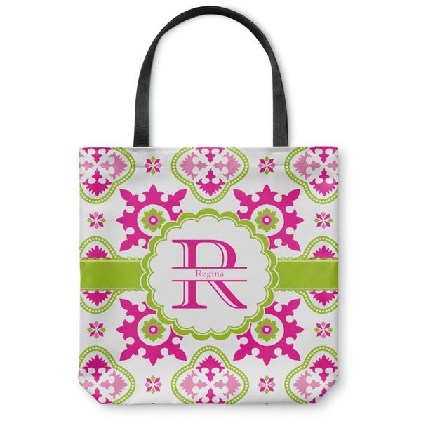 Custom Suzani Floral Canvas Tote Bag - Large - 18"x18" (Personalized)