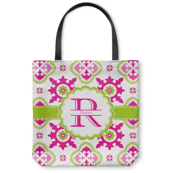 Custom Suzani Floral Canvas Tote Bag - Small - 13"x13" (Personalized)