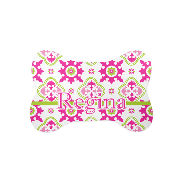 Custom Suzani Floral Bone Shaped Dog Food Mat (Small) (Personalized)