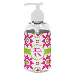 Suzani Floral Plastic Soap / Lotion Dispenser (8 oz - Small - White) (Personalized)