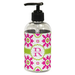 Suzani Floral Plastic Soap / Lotion Dispenser (8 oz - Small - Black) (Personalized)