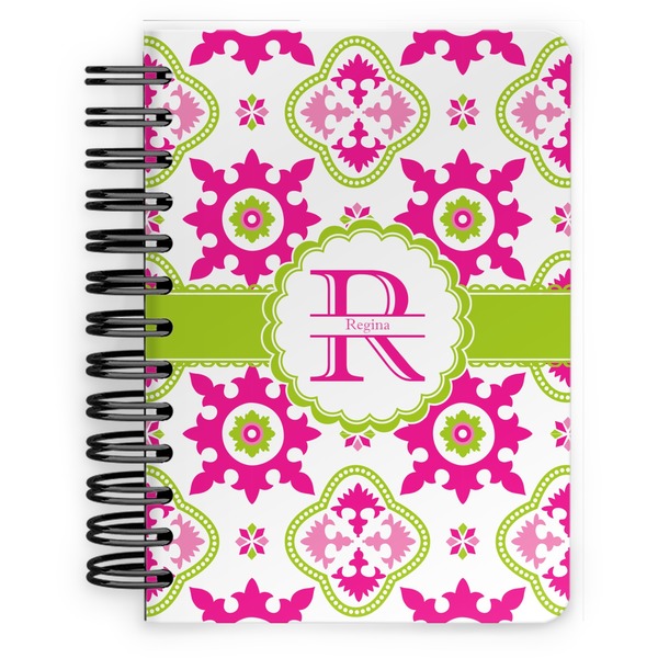 Custom Suzani Floral Spiral Notebook - 5x7 w/ Name and Initial