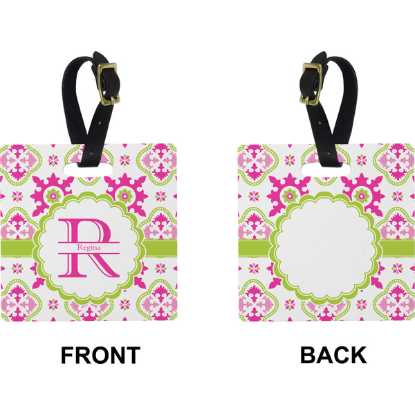 Suzani Floral Square Luggage Tag (Front + Back)