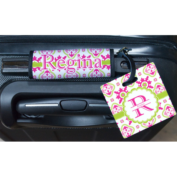 Suzani Floral Square Luggage Tag & Handle Wrap - In Context