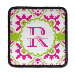 Suzani Floral Iron On Square Patch w/ Name and Initial