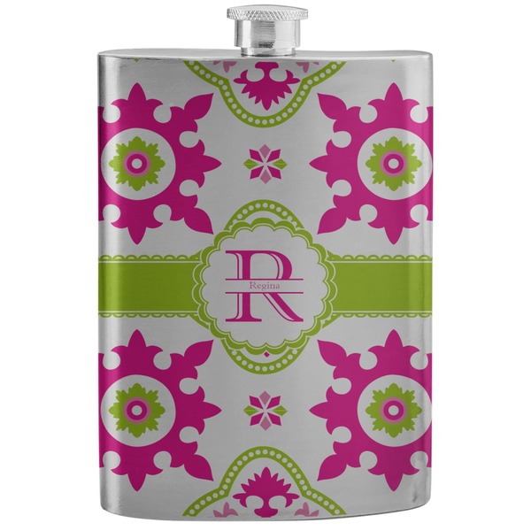 Custom Suzani Floral Stainless Steel Flask (Personalized)