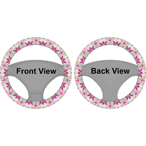 Suzani Floral Steering Wheel Cover- Front and Back
