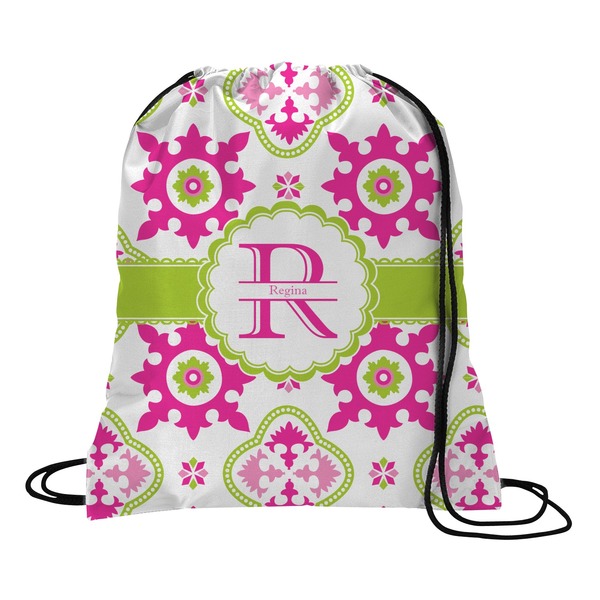 Custom Suzani Floral Drawstring Backpack - Medium (Personalized)