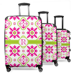 Suzani Floral 3 Piece Luggage Set - 20" Carry On, 24" Medium Checked, 28" Large Checked (Personalized)