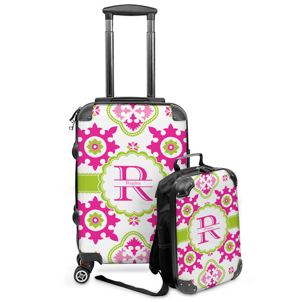 Custom Suzani Floral Kids 2-Piece Luggage Set - Suitcase & Backpack (Personalized)