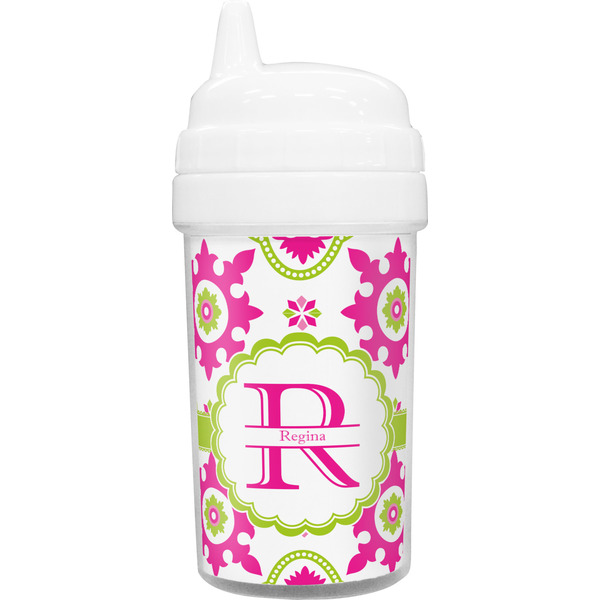 Custom Suzani Floral Toddler Sippy Cup (Personalized)