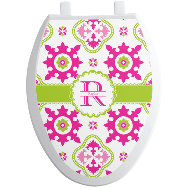 Custom Suzani Floral Toilet Seat Decal - Elongated (Personalized)