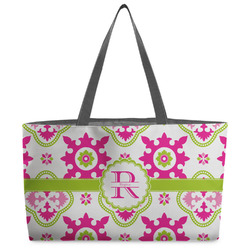Suzani Floral Beach Totes Bag - w/ Black Handles (Personalized)