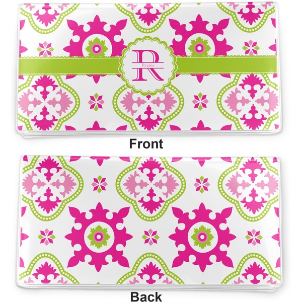 Suzani Floral Vinyl Check Book Cover - Front and Back