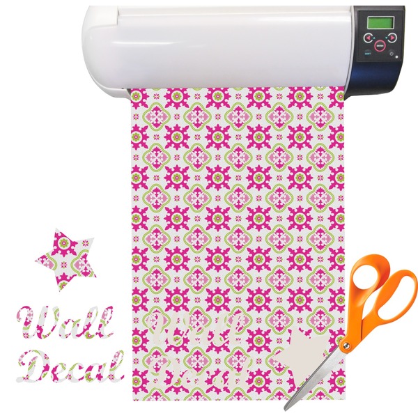 Custom Pink & Green Suzani Floral Vinyl Sheet (Re-position-able)