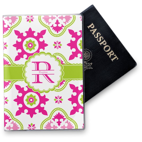 Custom Suzani Floral Vinyl Passport Holder (Personalized)