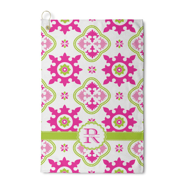 Custom Suzani Floral Waffle Weave Golf Towel (Personalized)