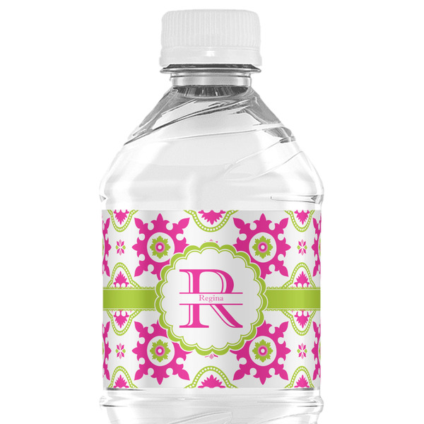 Custom Suzani Floral Water Bottle Labels - Custom Sized (Personalized)