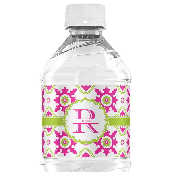 Custom Suzani Floral Water Bottle Labels - Custom Sized (Personalized)
