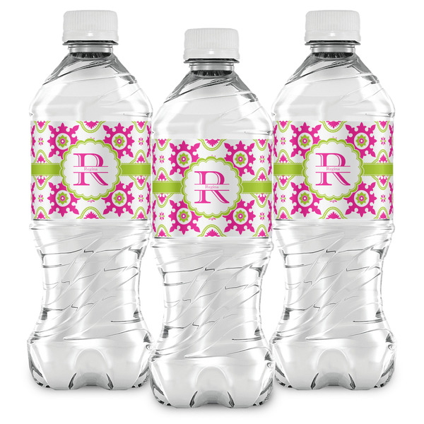 Suzani Floral Water Bottle Labels - Front View