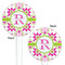 Suzani Floral White Plastic 5.5" Stir Stick - Double Sided - Round - Front & Back