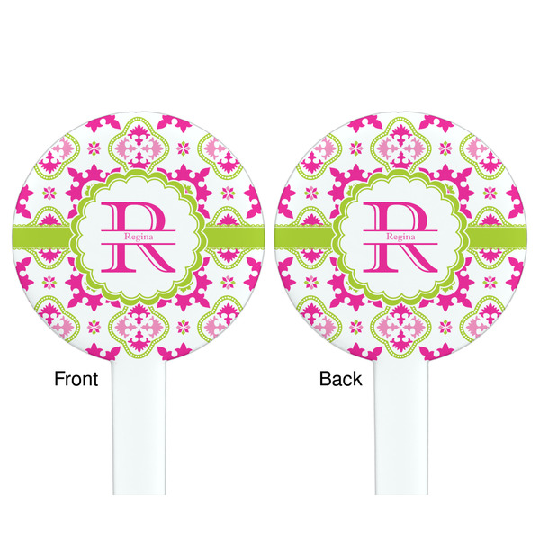 Suzani Floral White Plastic 7" Stir Stick - Double Sided - Round - Front & Back