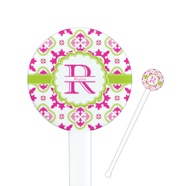 Custom Suzani Floral Round Plastic Stir Sticks (Personalized)
