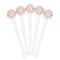 Suzani Floral White Plastic 7" Stir Stick - Round - Fan View