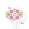 Suzani Floral White Plastic 7" Stir Stick - Single Sided - Oval - Front & Back