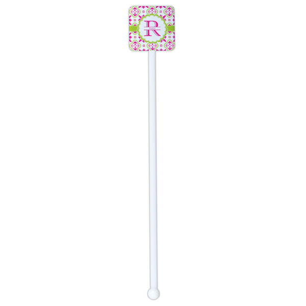 Suzani Floral White Plastic Stir Stick - Double Sided - Square - Single Stick