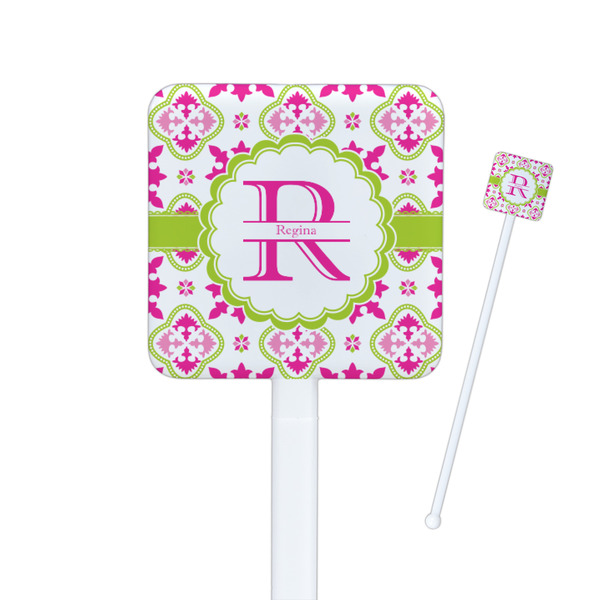 Custom Suzani Floral Square Plastic Stir Sticks (Personalized)